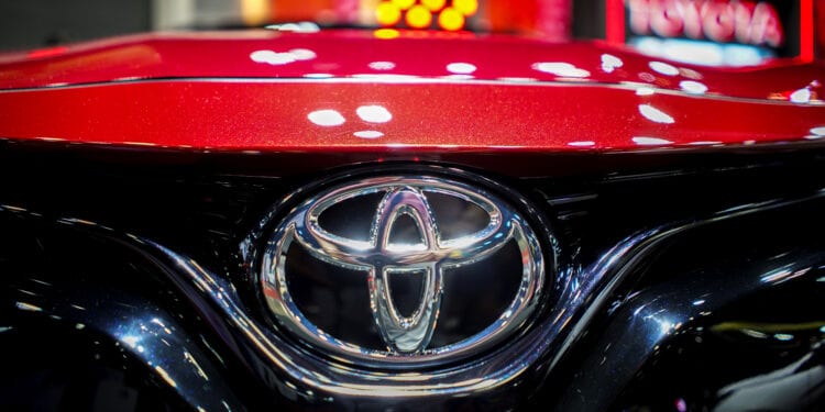 A logo of Toyota is pictured at Bangkok Auto Salon 2019 in Bangkok, Thailand, July 4, 2019. Picture taken July 4, 2019. REUTERS/Athit Perawongmetha