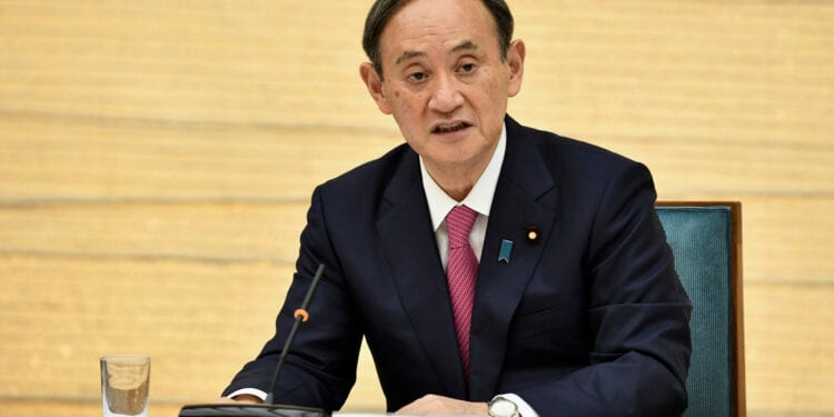 Japanese Prime Minister Yoshihide Suga speaks during a meeting on COVID-19 in Tokyo
