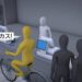 Homem entrou de bicicleta e intimidou o atendente. (Imagem produzida pela Fuji TV).