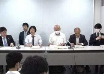 Associação de Advogados de Osaka em coletiva de imprensa. Reprodução / FNN.