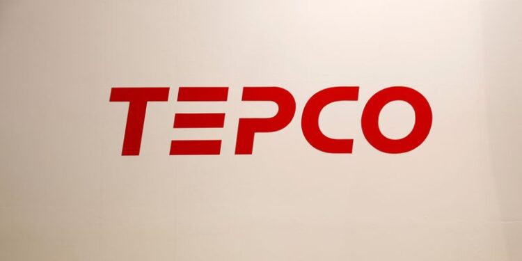 The logo of TEPCO is pictured at the Energy Market Liberalisation Expo in Tokyo