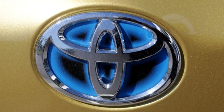 FILE PHOTO: The logo of automaker Toyota is seen on a car in France